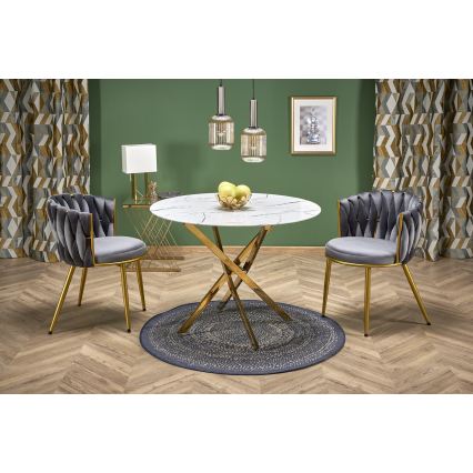 Matbord ESTEN 100 cm vit/guld