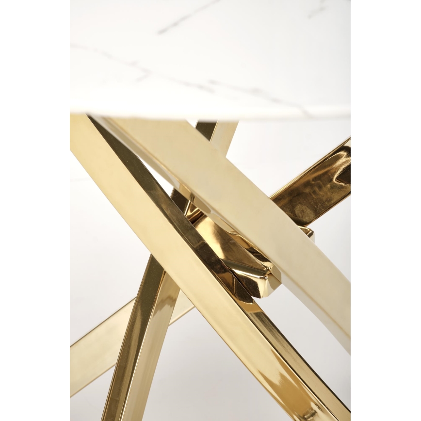 Matbord ESTEN 100 cm vit/guld