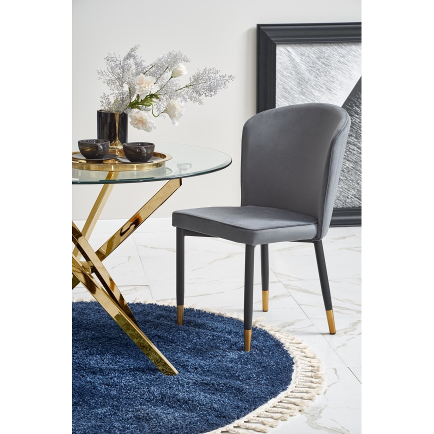 Matbord ESTEN i klart glas med guldfinish