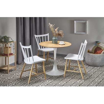 Matbord LUGI Ø 80 cm brun/vit