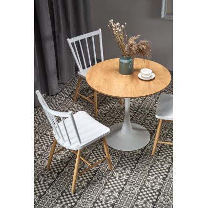Matbord LUGI Ø 80 cm brun/vit