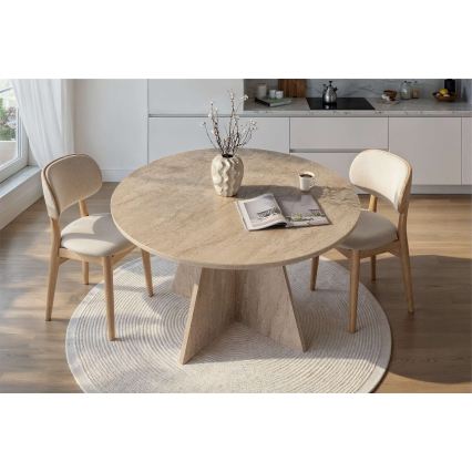 Matbord MATIN, diameter 120 cm, travertin