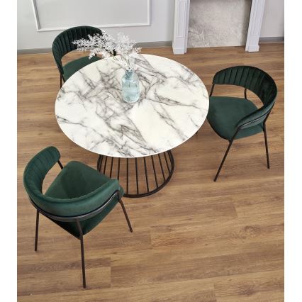 Matbord SEREIN, vit marmordekor/svart