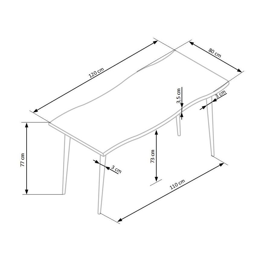 Matbord SOLACE ek/svart