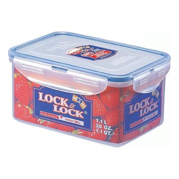 Matförvaringsburk LOCK 1,1 l, blå/klar
