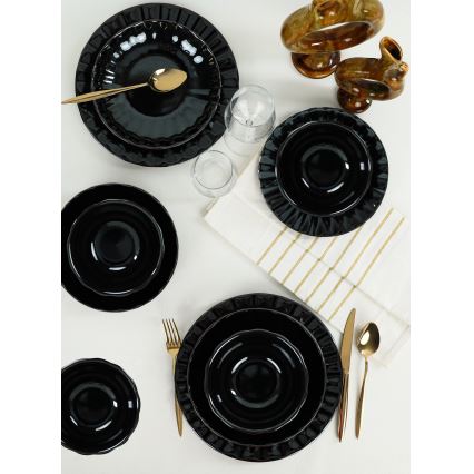 Matservis i 24 delar, svart stengods