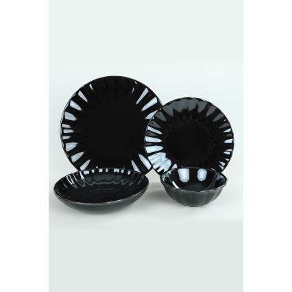 Matservis i 24 delar, svart stengods