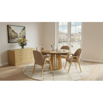 Matstol GARDA ek/beige