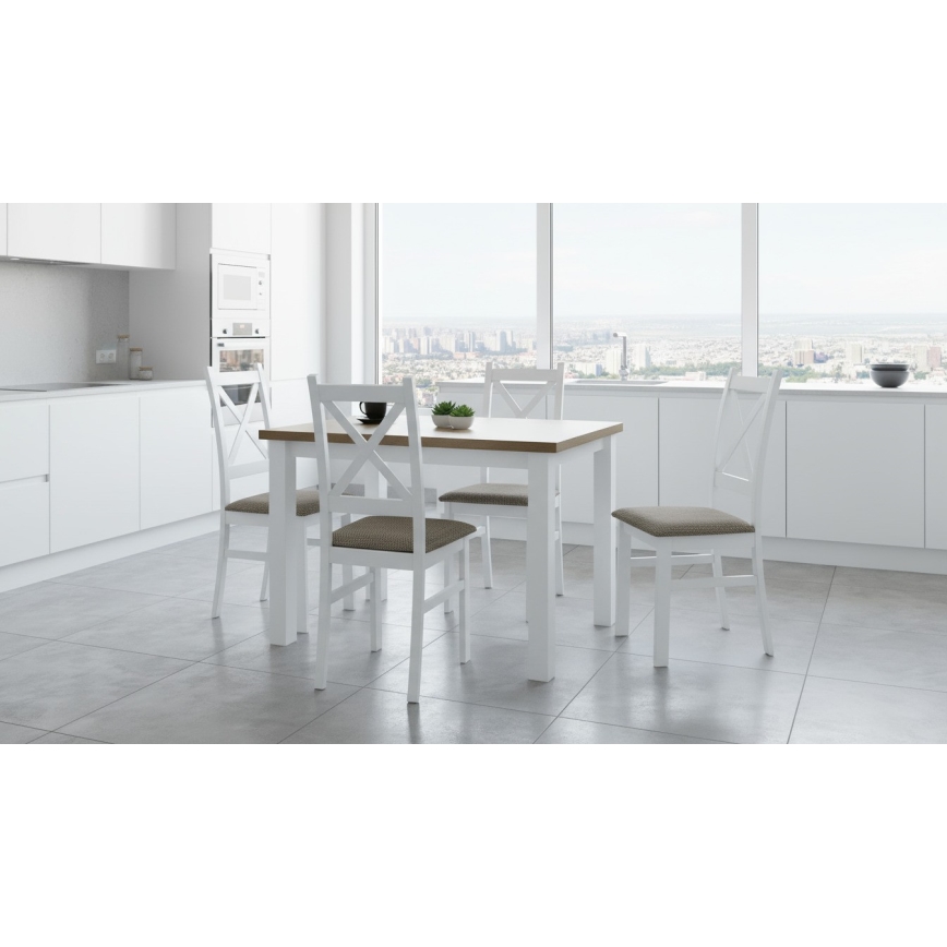 Matstol NATE vit/brun