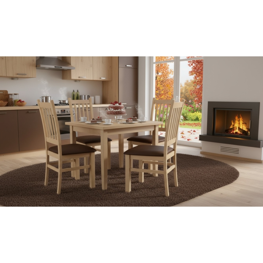 Matstol SIMON bok/mörkbrun