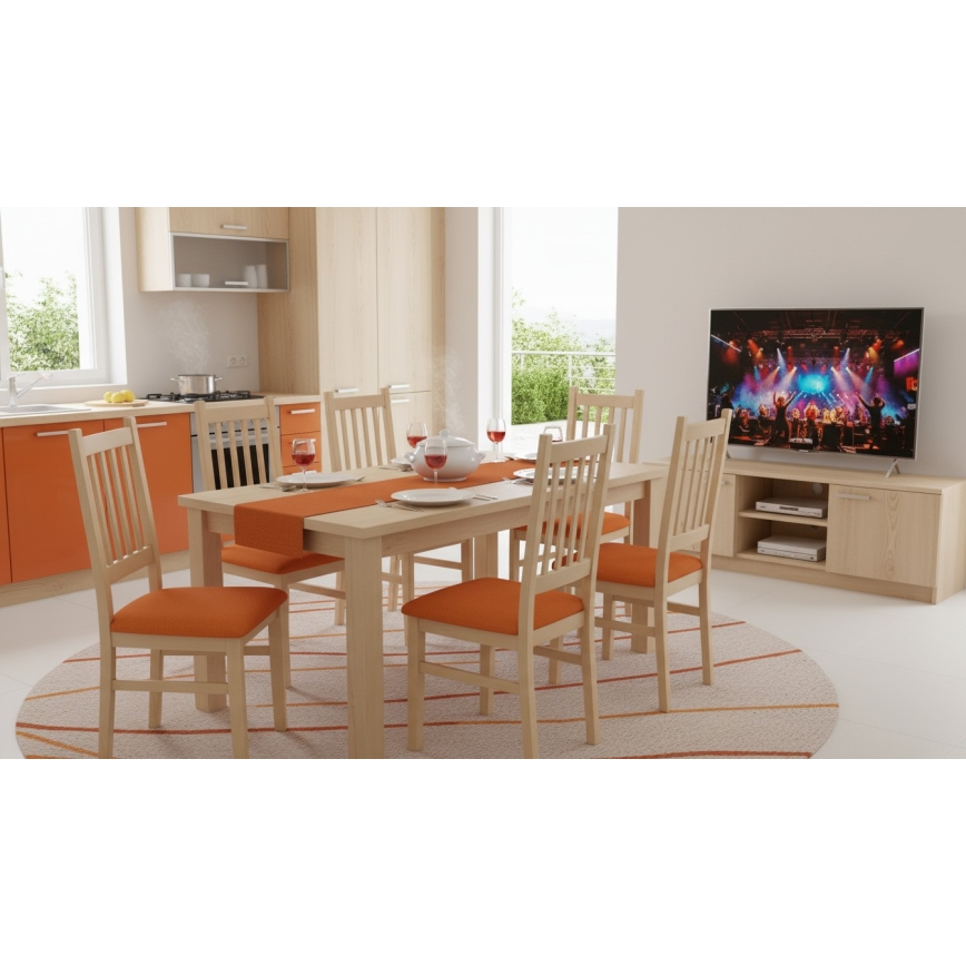 Matstol SIMON bok/orange
