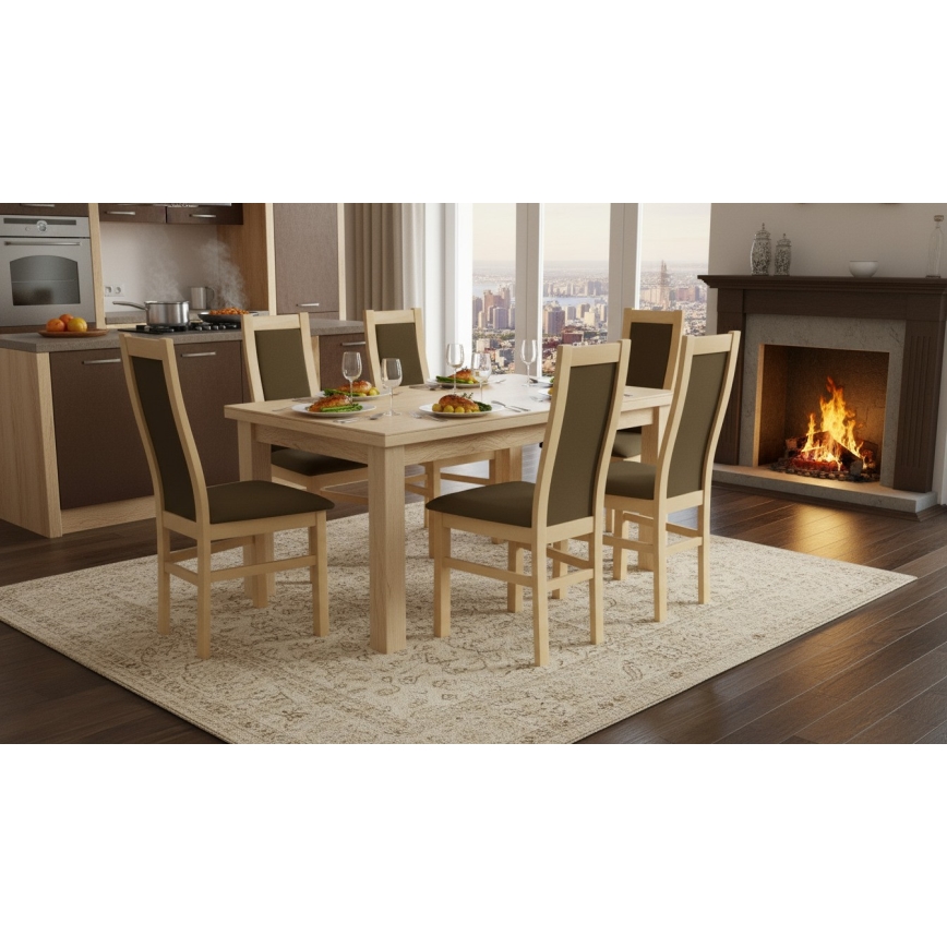 Matstol ZOE ek/mörkbrun