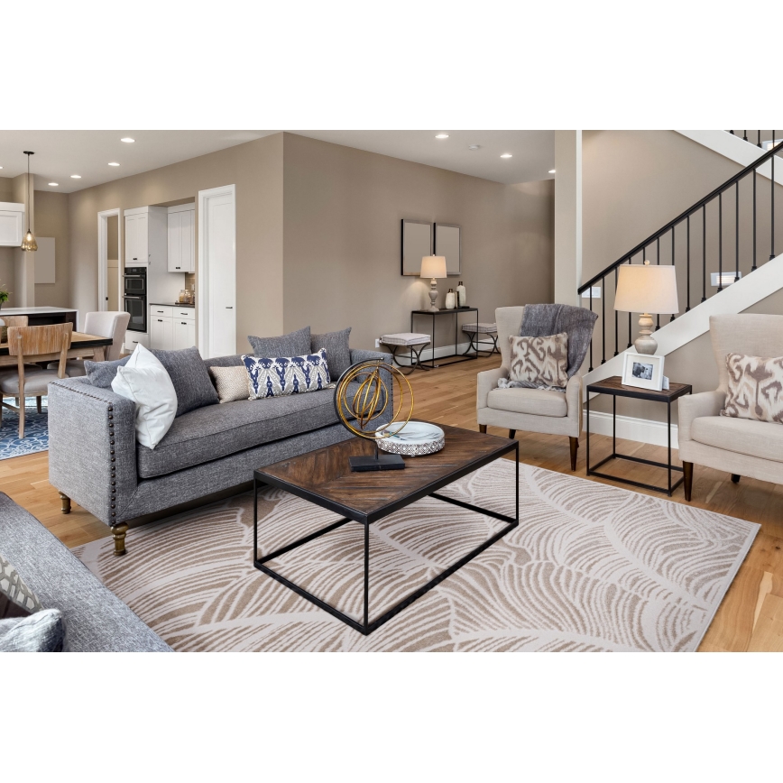 Matta SALAMANCA 120x170 cm beige/vit, bladmönster