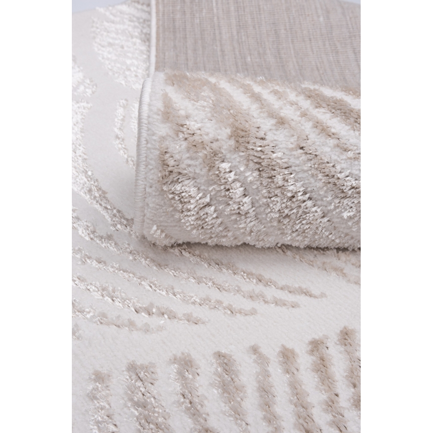 Matta SALAMANCA 200x280 cm beige/vit med bladmönster