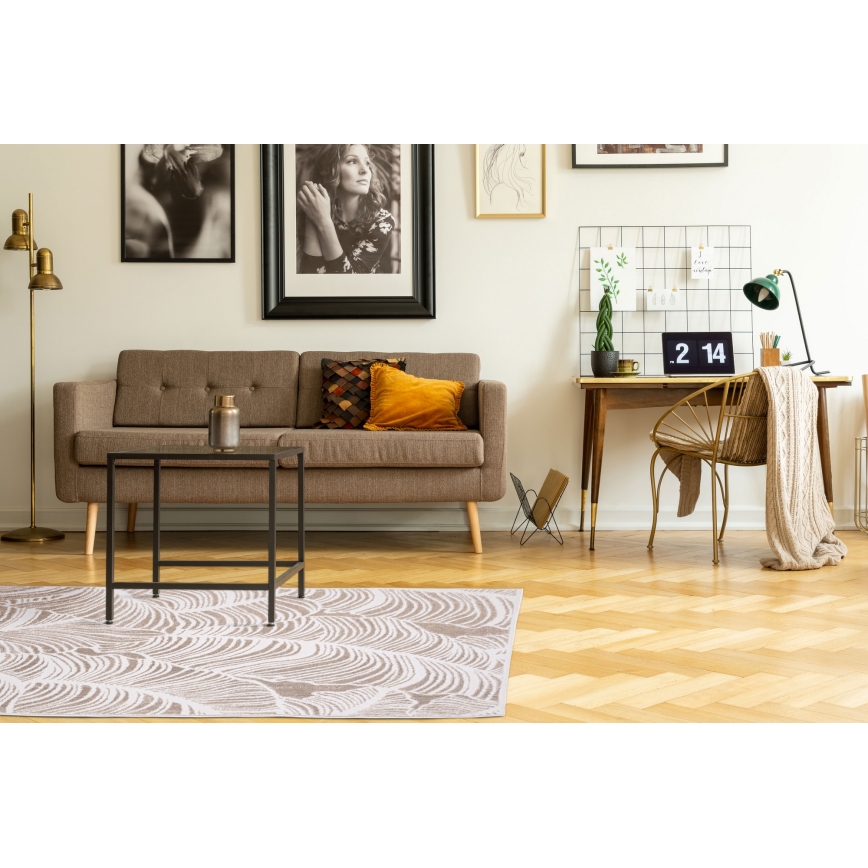 Matta SALAMANCA 67x120 cm beige/vit/bladmönster