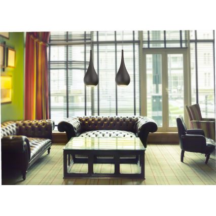 MAXLIGHT P0233 - Ljuskrona med textilsladd DROP 1xE27/40W/230V diameter 20 cm svart