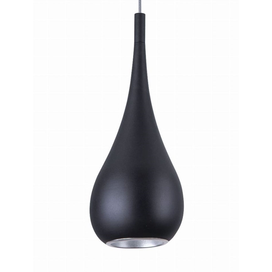 MAXLIGHT P0233 - Ljuskrona med textilsladd DROP 1xE27/40W/230V diameter 20 cm svart