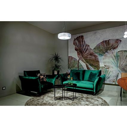 MAXLIGHT P0236 - Ljuskrona med textilsladd DIAMANTE 5xG9/42W/230V diameter 38 cm skinande krom