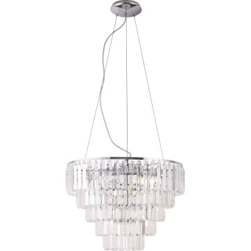 MAXLIGHT P0260 - Ljuskrona med textilsladd MONACO 15xG9/40W/230V diameter 60 cm skinande krom