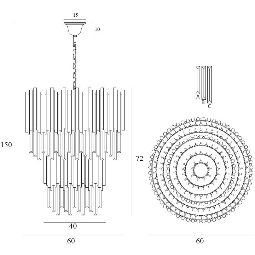 MAXLIGHT P0283 - Ljuskrona på kedja VOGUE 16xE14/40W/230V diameter 60 cm guld