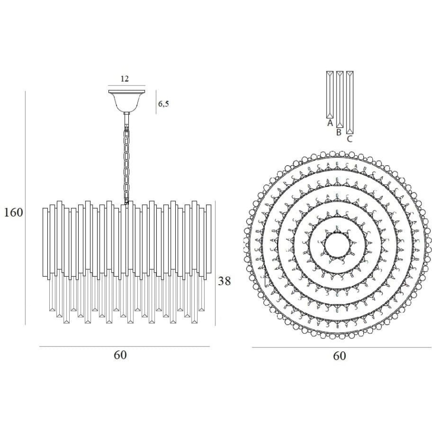 MAXLIGHT P0284 - Ljuskrona på kedja VOGUE 12xE14/40W/230V diameter 60 cm guld