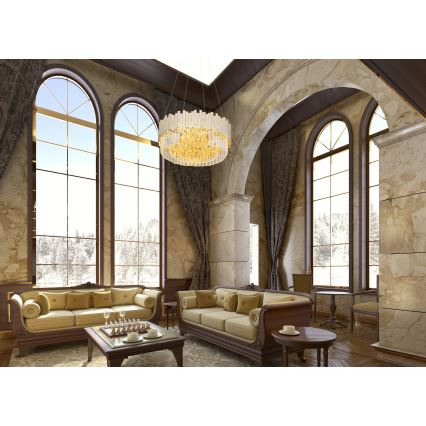 MAXLIGHT P0368 - Ljuskrona med textilsladd TREND 8xE14/40W/230V diameter 45 cm guld