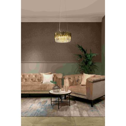 MAXLIGHT P0368 - Ljuskrona med textilsladd TREND 8xE14/40W/230V diameter 45 cm guld