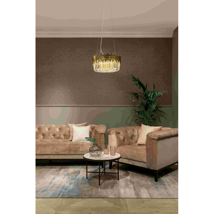 MAXLIGHT P0368 - Ljuskrona med textilsladd TREND 8xE14/40W/230V diameter 45 cm guld