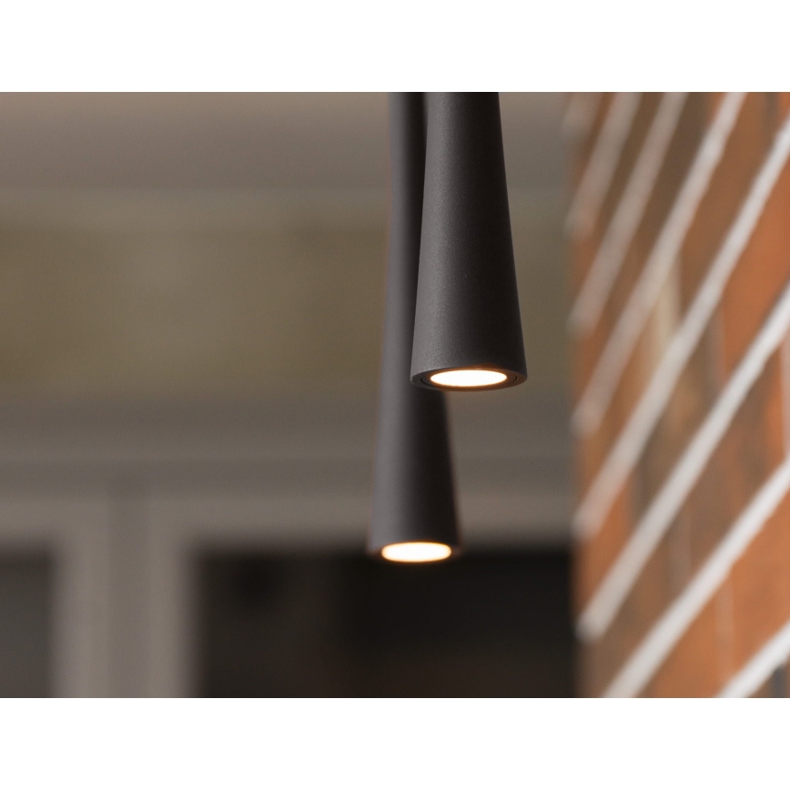MAXLIGHT P0373 - LED ljuskrona med textilsladd KAFFE LED/7W/230V diameter 3 cm svart