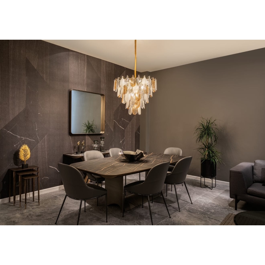 MAXLIGHT P0417 - Ljuskrona på kedja ARWENA 7xE14/40W/230V diameter 50 cm guld