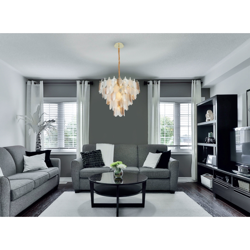 MAXLIGHT P0417 - Ljuskrona på kedja ARWENA 7xE14/40W/230V diameter 50 cm guld