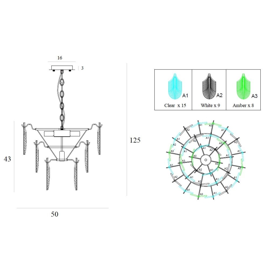 MAXLIGHT P0417 - Ljuskrona på kedja ARWENA 7xE14/40W/230V diameter 50 cm guld
