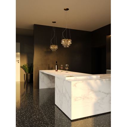 MAXLIGHT P0423 - Ljuskrona med textilsladd MONACO 9xG9/40W/230V diameter 42 cm guld