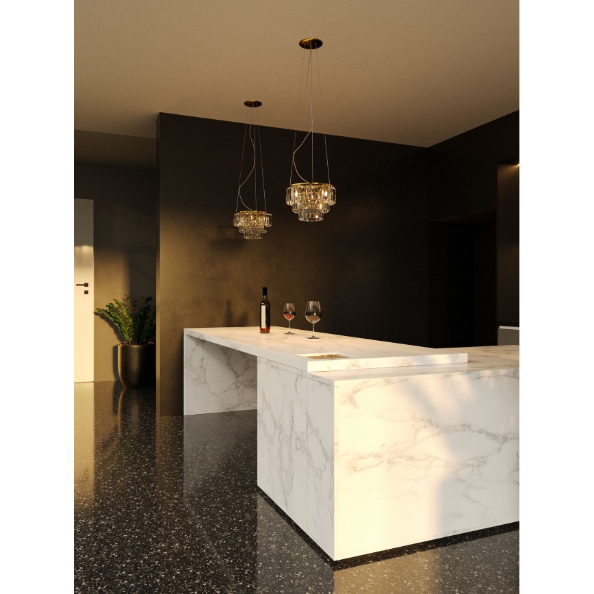 MAXLIGHT P0423 - Ljuskrona med textilsladd MONACO 9xG9/40W/230V diameter 42 cm guld