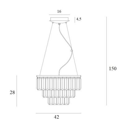 MAXLIGHT P0423 - Ljuskrona med textilsladd MONACO 9xG9/40W/230V diameter 42 cm guld