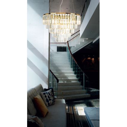 MAXLIGHT P0424 - Ljuskrona med textilsladd MONACO 15xG9/40W/230V diameter 60 cm guld