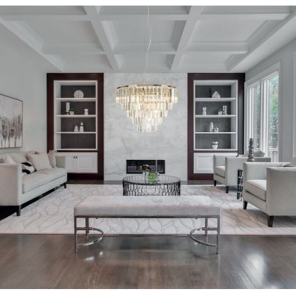 MAXLIGHT P0424 - Ljuskrona med textilsladd MONACO 15xG9/40W/230V diameter 60 cm guld