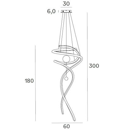 MAXLIGHT P0427D - LED ljusreglerad ljuskrona på textilsladd RITZ LED/100W/230V diameter 60 cm CRI 90 guld