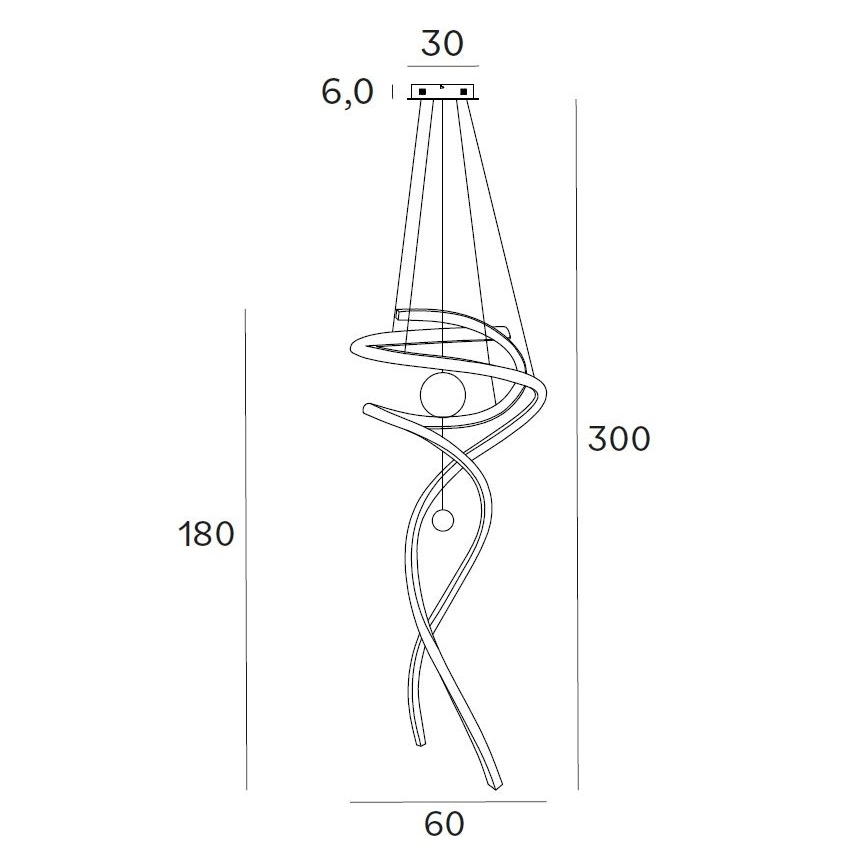 MAXLIGHT P0427D - LED ljusreglerad ljuskrona på textilsladd RITZ LED/100W/230V diameter 60 cm CRI 90 guld