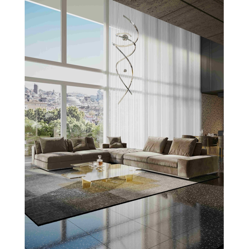 MAXLIGHT P0482D - LED ljusreglerad ljuskrona på textilsladd RITZ LED/100W/230V diameter 60 cm CRI 90 skinande krom