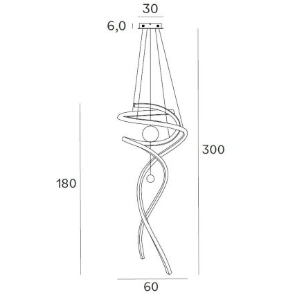 MAXLIGHT P0482D - LED ljusreglerad ljuskrona på textilsladd RITZ LED/100W/230V diameter 60 cm CRI 90 skinande krom