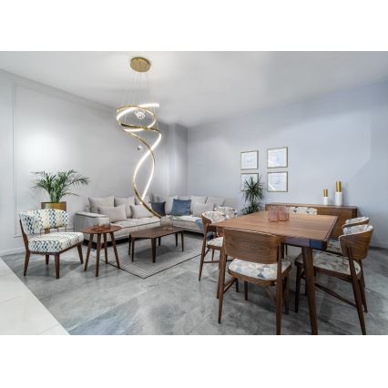 MAXLIGHT P0483D - LED ljusreglerad ljuskrona på textilsladd RITZ LED/100W/230V diameter 60 cm CRI 90 mässing