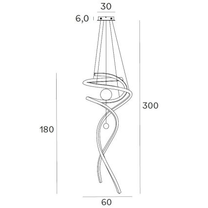MAXLIGHT P0483D - LED ljusreglerad ljuskrona på textilsladd RITZ LED/100W/230V diameter 60 cm CRI 90 mässing