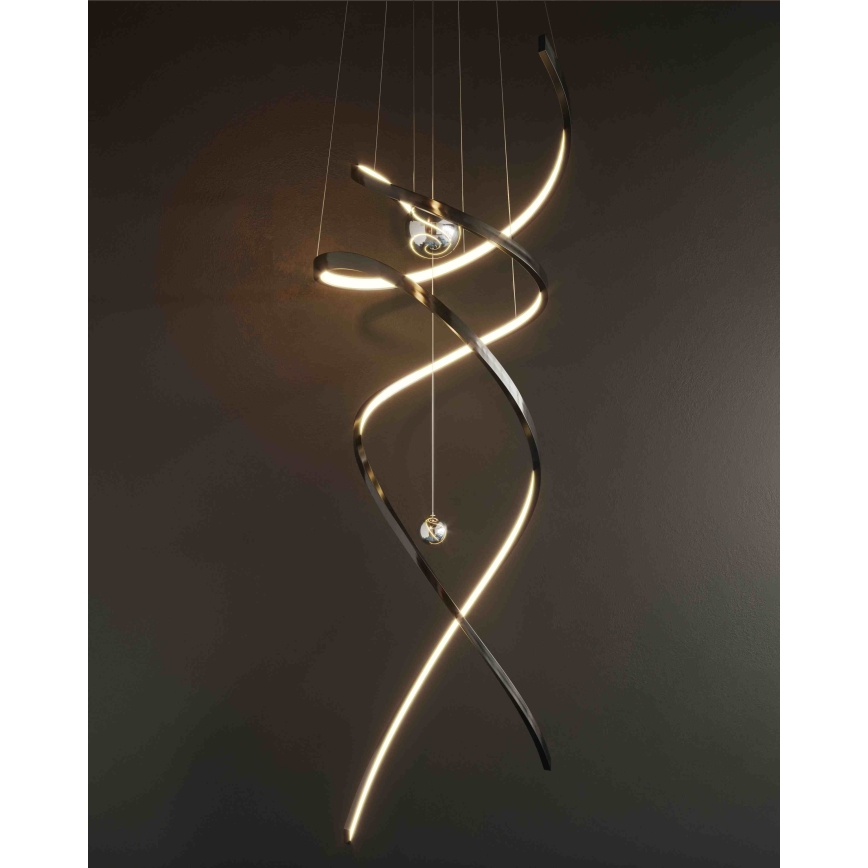 MAXLIGHT P0500D - LED ljusreglerad ljuskrona på textilsladd RITZ LED/100W/230V diameter 60 cm CRI 90 svart