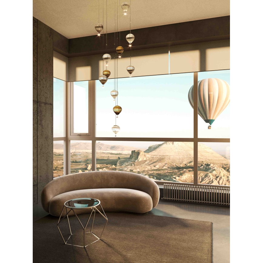 MAXLIGHT P0526D - LED ljusreglerad ljuskrona på textilsladd PALLONCINI 11xLED/6W/230V diameter 45 cm genomskinlig/beige/rökig