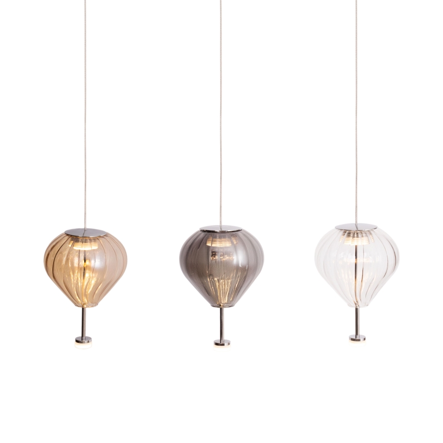 MAXLIGHT P0526D - LED ljusreglerad ljuskrona på textilsladd PALLONCINI 11xLED/6W/230V diameter 45 cm genomskinlig/beige/rökig