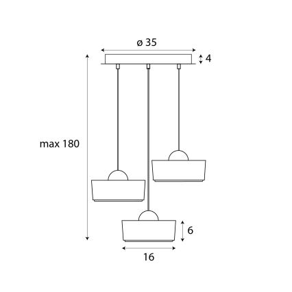 MAXLIGHT P0543 - LED ljuskrona med textilsladd LIPARI LED/22W/230V diameter 35 cm genomskinlig