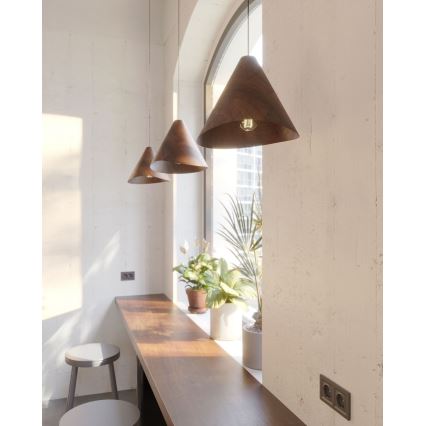 MAXLIGHT P0548 - Ljuskrona med textilsladd SAKURA 1xE27/60W/230V diameter 33,5 cm valnöt