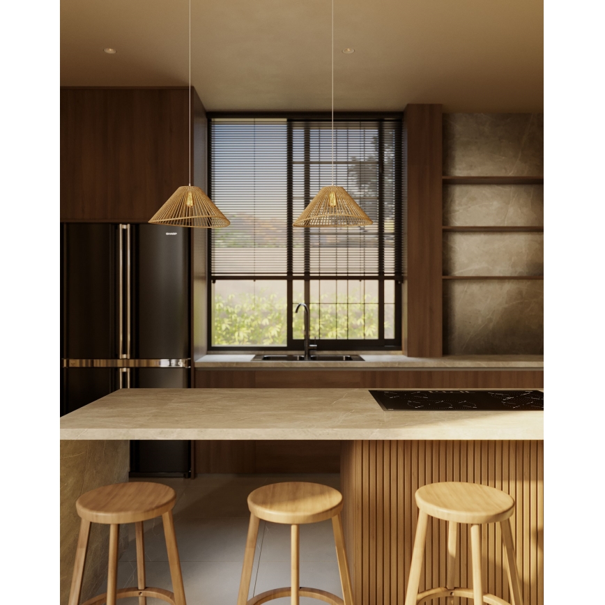 MAXLIGHT P0577 - Ljuskrona med textilsladd AMALFI 1xE27/15W/230V diameter 45 cm beige