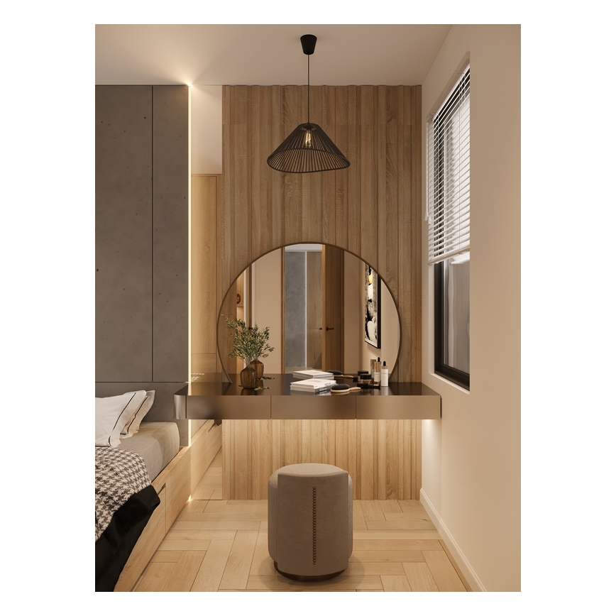 MAXLIGHT P0579 - Ljuskrona med textilsladd AMALFI 1xE27/15W/230V diameter 45 cm svart